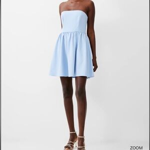 French Connection blue strapless mini dress